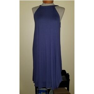 Time and Tru Knit Halter Dress Womens Medium 8-10 Blue Excellent‎ Tie Back Swing